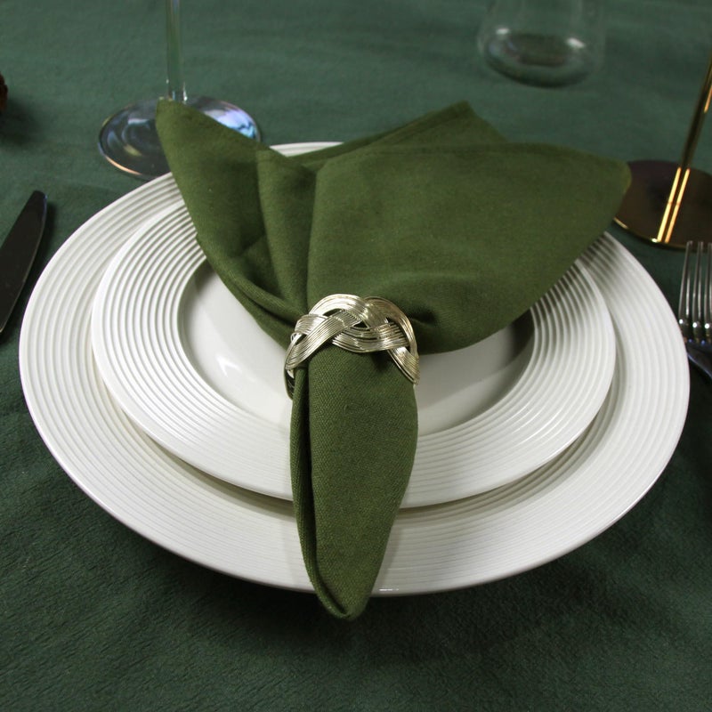 INFEI Solid Color Cotton Blended Dinner Cloth Napkins - Set of 12 (17 x 17 inches) - for Events & Home Use (Army Green) - Image 3